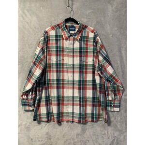 Wrangler Western Shirt Mens 2XL Red Green Plaid Pearl Snap Cotton Cowboy Rodeo